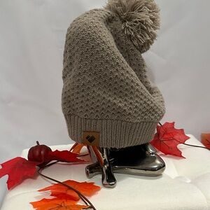 Two, Obermeyer Women's Taupe Knit Hat with Pom-Pom